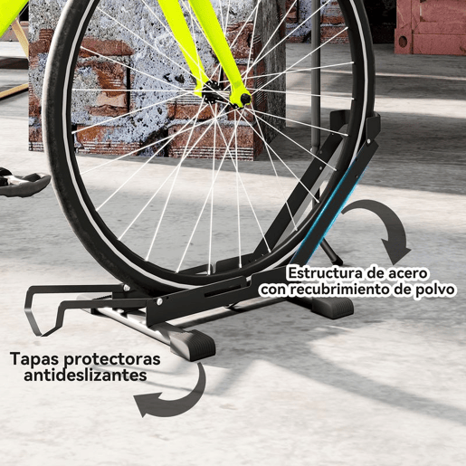 SPORTNOW Suporte de Chão para Bicicletas Vertical e Horizontal com Altura Ajustável para Rodas de 20-29 e 700c em Aço com Base Antiderrapante para Casa Garagem ou Oficina 75x41x71-81 cm Preto