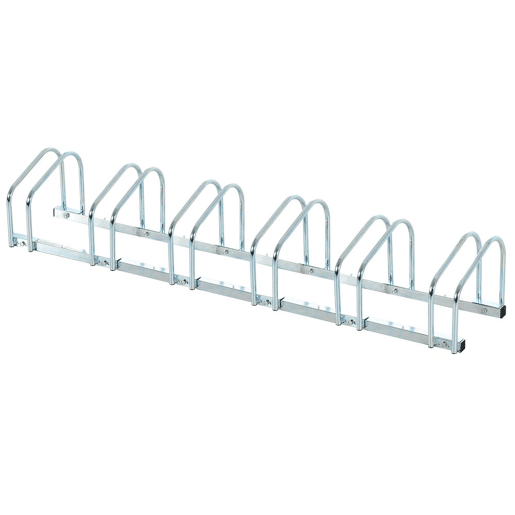 HOMCOM Estacionamento para 6 Bicicletas Suporte de Aço para Estacionar Bicicletas no Chão para Interior e Exterior 179x33x27 cm Prata