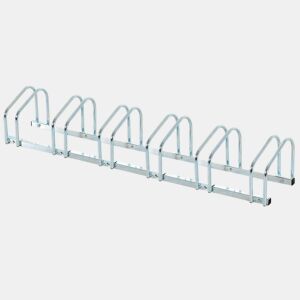 HOMCOM Estacionamento para 6 Bicicletas Suporte de Aço para Estacionar Bicicletas no Chão para Interior e Exterior 179x33x27 cm Prata