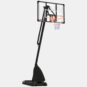 SPORTNOW Cesta de Basquetebol para Exterior Altura Ajustável 236-293 cm com Painel de PC Aro de Basquetebol com Rodas Base Recarregável para Adolescentes e Adultos Preto