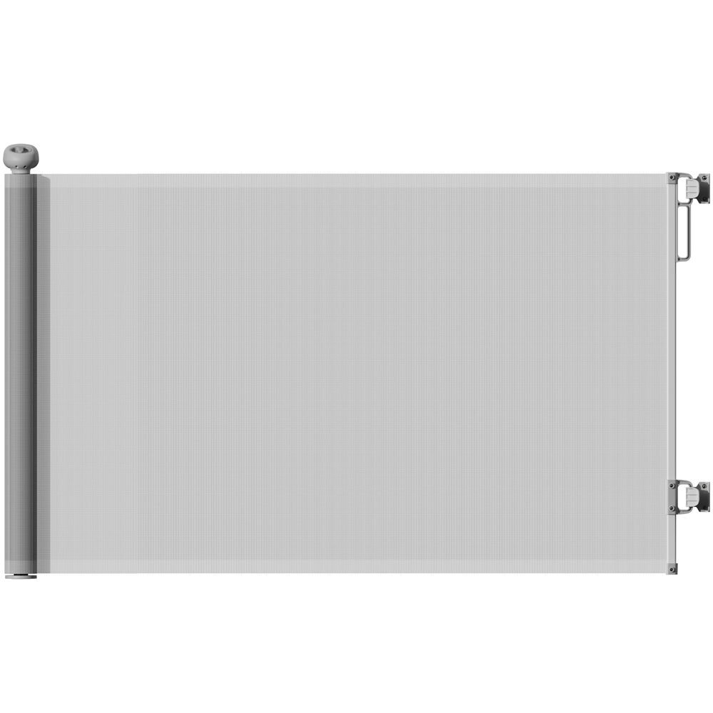 Pawhut barrera para perros retráctil 0-140 cm puerta para perros pequeños extensible barrera de seguridad para mascotas con interruptor de cierre para escaleras puertas pasillos gris