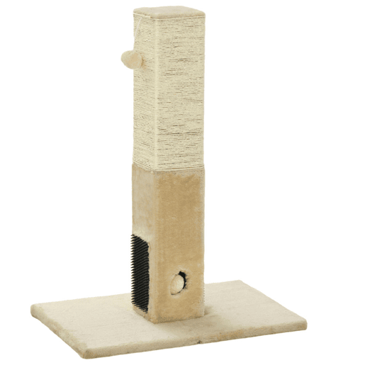 PawHut Poste Arranhador para Gatos 79 cm Arranhador para Gatos com Bola Suspensa e Poste de Juta 59,5x39x79 cm Creme e Bege