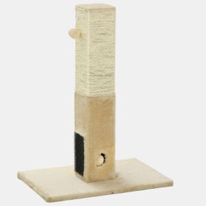 PawHut Poste Arranhador para Gatos 79 cm Arranhador para Gatos com Bola Suspensa e Poste de Juta 59,5x39x79 cm Creme e Bege