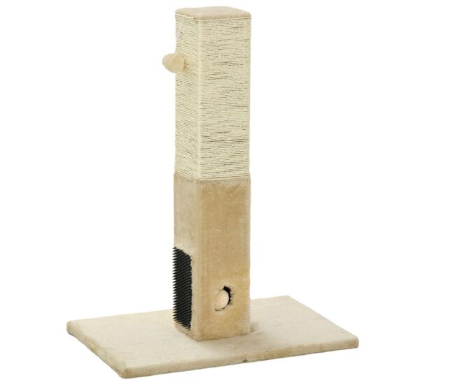 Pawhut poste rascador para gatos 79 cm rascador para gatos arañador para gatos con bola colgante cascabel y poste de yute 59,5x39x79 cm beige y crema