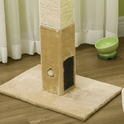 PawHut Poste Arranhador para Gatos 79 cm Arranhador para Gatos com Bola Suspensa e Poste de Juta 59,5x39x79 cm Creme e Bege