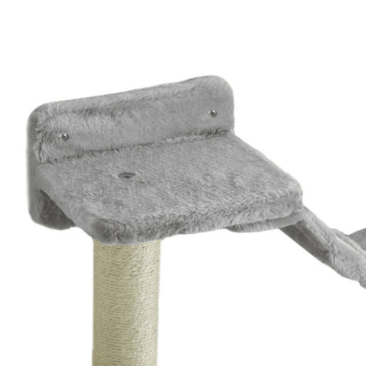 PawHut Conjunto para Animais de Estimação inclui 1 Rack de Escalada para Gatos Montado na Parede de 4 Peças e 1 Caixa de Areia para Gatos Coberta com Escova Pá e 2 portas cinza