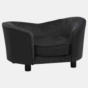 vidaXL Sofá para cães 69x49x40 cm pelúcia e couro artificial preto