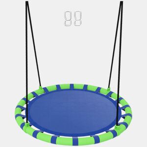 AIYAPLAY Baloiço para Crianças Redondo Baloiço de Jardim Infantil Ajustável Baloiço de Exterior para Crianças Impermeável Carga 150kg Ø100x180 cm Preto e Azul