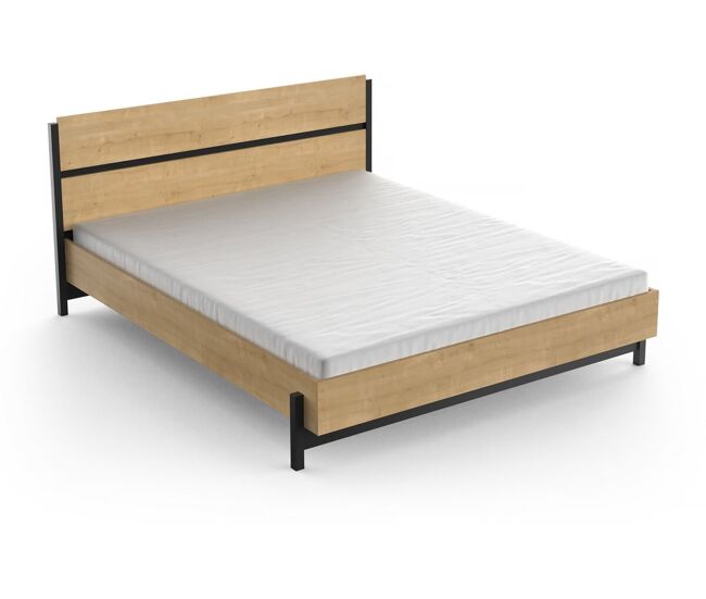 Cama doble "Craft" - Madera - 160 x 200 cm - Marrón