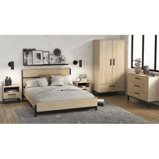 Cama de casal Craft - Madeira - 160 x 200 cm - Castanho