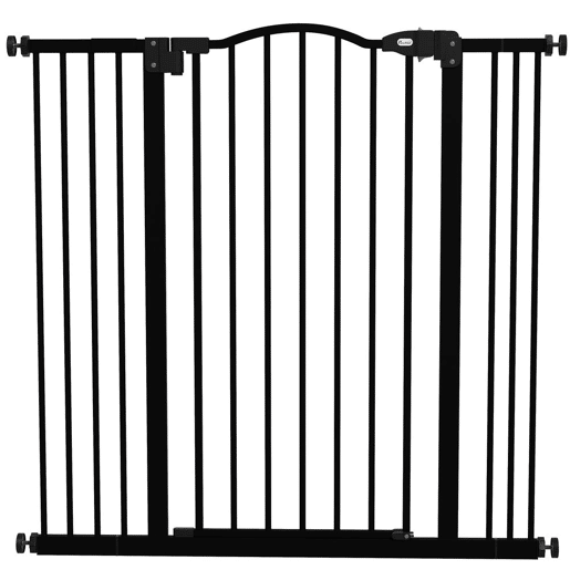 PawHut Barreira de Segurança Extensível para Cães 74-100 cm, com 2 Extensões 714 cm para Portas e Escadas, Montagem por Pressão e Duplo Fecho, Preto