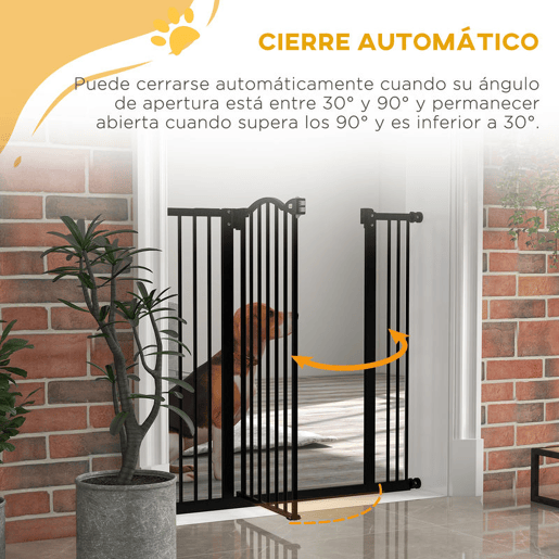 PawHut Barreira de Segurança Extensível para Cães 74-100 cm, com 2 Extensões 714 cm para Portas e Escadas, Montagem por Pressão e Duplo Fecho, Preto