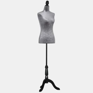 HOMCOM Manequim de Costura Feminino Manequim de Costura Ajustável a 130-168 cm com Tripé de Madeira para Fotografia de Moda Exposição de Roupas Cinza