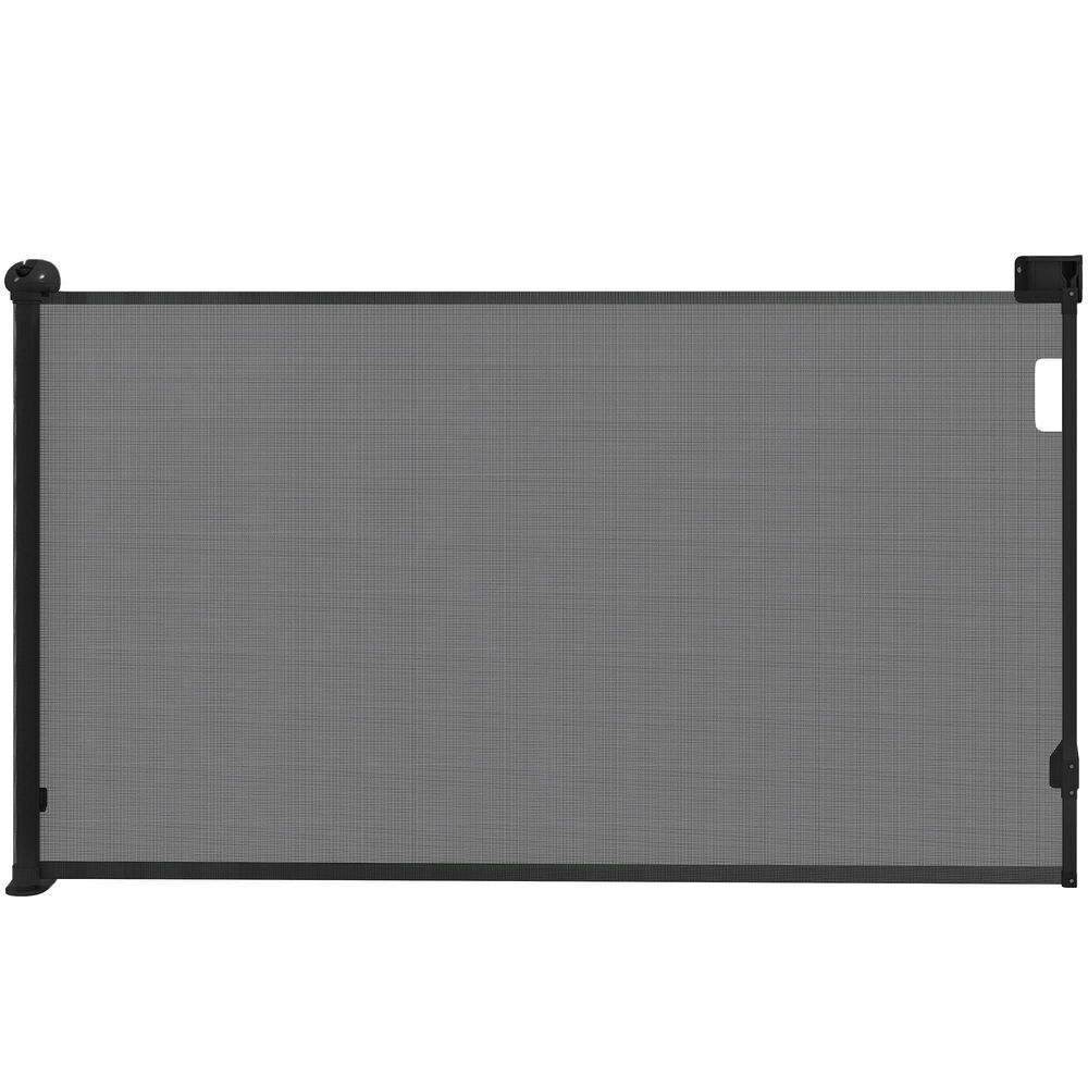 Pawhut barrera para perros retráctil 0-125 cm puerta para perros pequeños extensible barrera de seguridad para mascotas con interruptor de cierre para escaleras puertas pasillos negro
