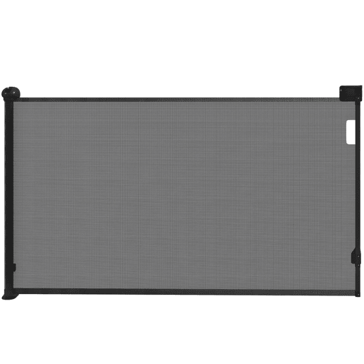PawHut Barreira para Cães Retrátil 0-144 cm Barreira para Cães Pequenos Extensível Barreira de Segurança para Animais de Estimação com Fecho para Escadas Portas Corredores Preto