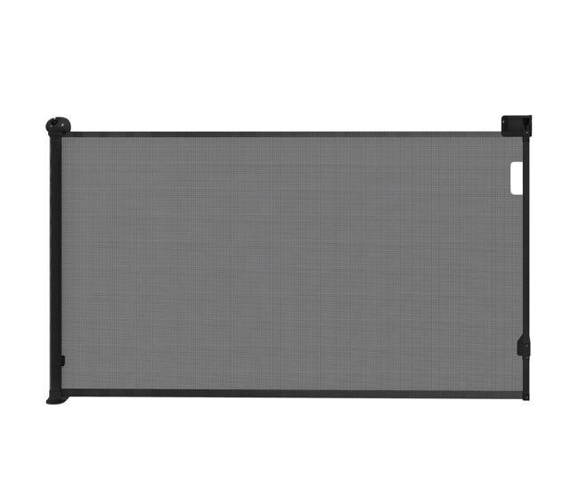 Pawhut barrera para perros retráctil 0-125 cm puerta para perros pequeños extensible barrera de seguridad para mascotas con interruptor de cierre para escaleras puertas pasillos negro