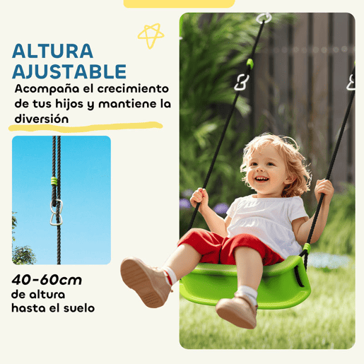 AIYAPLAY Baloiços para Crianças de +3 Anos 4 em 1 Baloiços Jardim Exterior com Baloiço Planador Baliza de Futbol e Aro de Basquetebol Verde