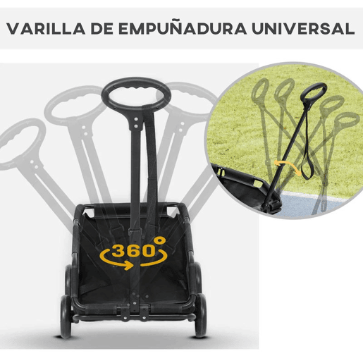 PawHut Carrinho para Cães Dobrável Carrinho para Animais de Estimação Carrinho para Cães Miniatura com Barra de Empurre Ajustável Desenho Aberto Almofada Bolsa de Armazenamento e Rodas 53x45x28 cm Preto