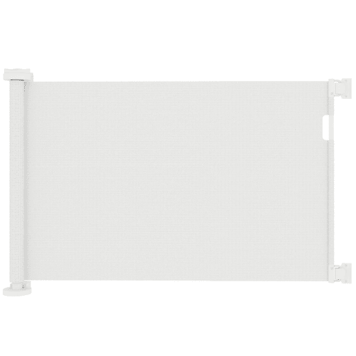 PawHut Barreira de Segurança para Cães Retrátil 0-136 cm Barreira para Cães Pequenos Extensível com Botão de Fecho Porta de Segurança para Corredores Escadas Interiores e Exteriores Branco