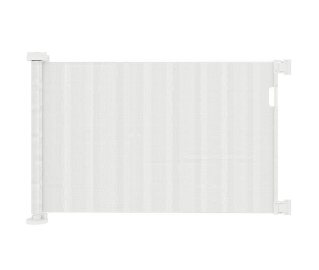 Pawhut barrera de seguridad para perros retráctil 0-136 cm puerta para perros pequeños extensible con interruptor de cierre red de seguridad para