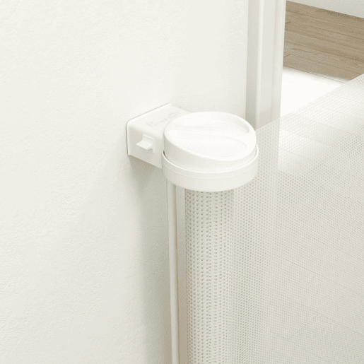 PawHut Barreira de Segurança para Cães Retrátil 0-136 cm Barreira para Cães Pequenos Extensível com Botão de Fecho Porta de Segurança para Corredores Escadas Interiores e Exteriores Branco