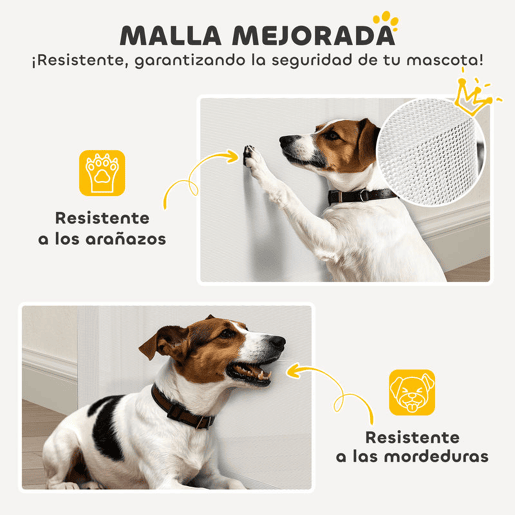 PawHut Barreira de Segurança para Cães Retrátil 0-136 cm Barreira para Cães Pequenos Extensível com Botão de Fecho Porta de Segurança para Corredores Escadas Interiores e Exteriores Branco