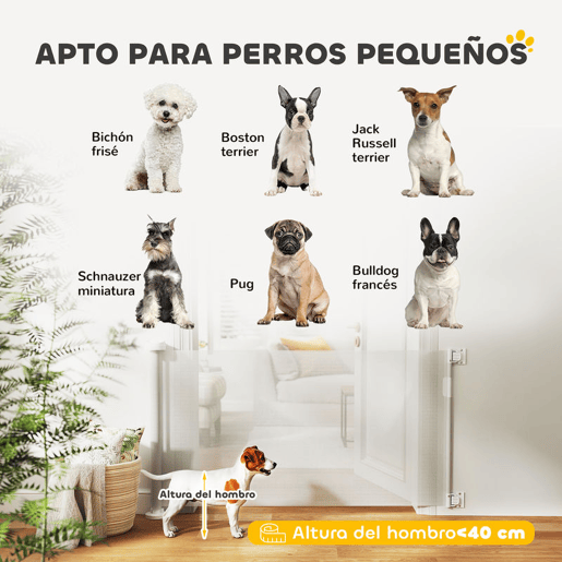PawHut Barreira de Segurança para Cães Retrátil 0-136 cm Barreira para Cães Pequenos Extensível com Botão de Fecho Porta de Segurança para Corredores Escadas Interiores e Exteriores Branco