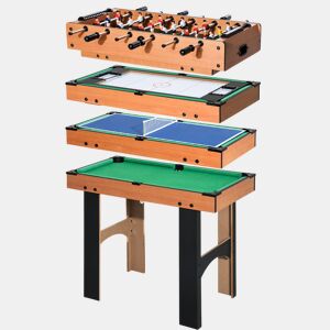 HOMCOM Mesa Multi-Jogos 4 em 1 Mesa de Jogos para Crianças acima de 6 Anos Matraquilho para Crianças Mesa de Bilhar Mesa de Ping-Pong e Hóquei de Mesa 87x43x73 cm Madeira e Preto