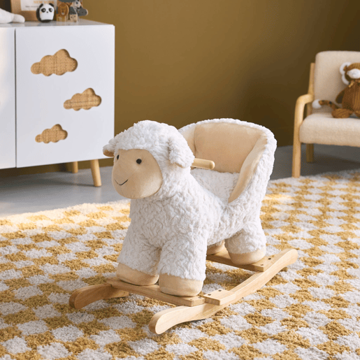 Ovelhas de baloiço para crianças, Maroa, Branco, 68x33x50.5 cm
