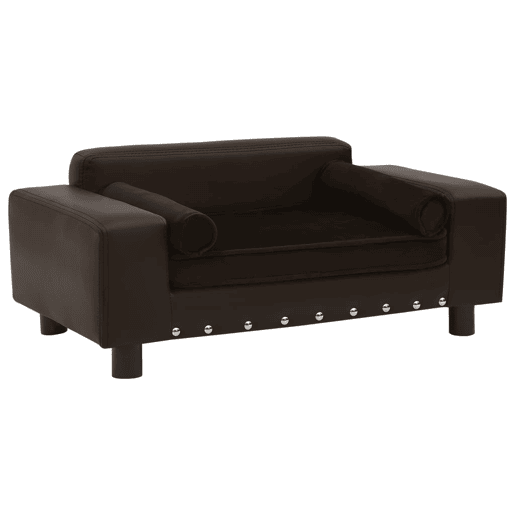 vidaXL Sofá para cães 81x43x31 cm pelúcia e couro artificial castanho
