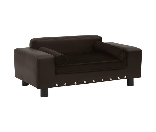 Vidaxl sofá para perros felpa y cuero sintético marrón 81x43x31 cm