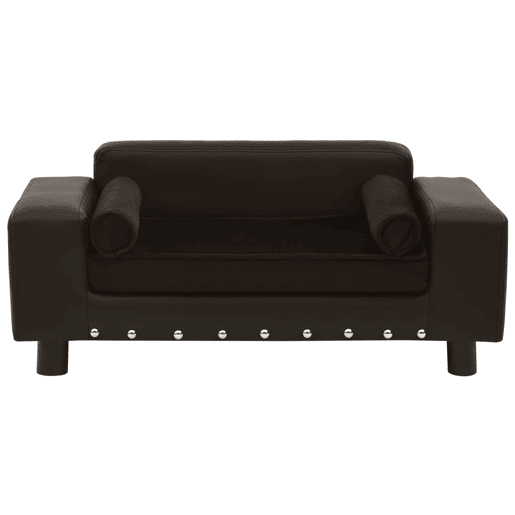 vidaXL Sofá para cães 81x43x31 cm pelúcia e couro artificial castanho