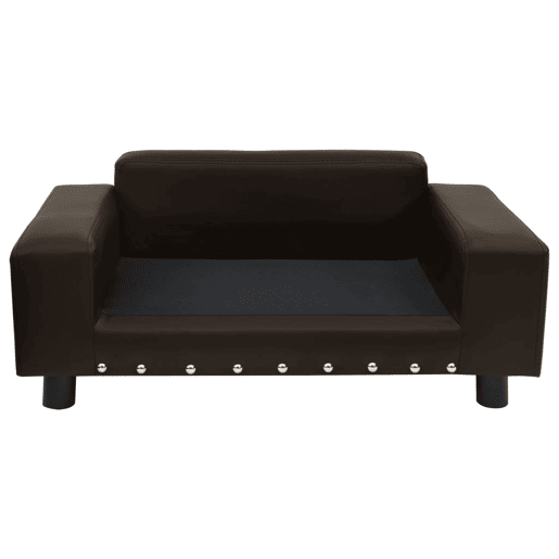 vidaXL Sofá para cães 81x43x31 cm pelúcia e couro artificial castanho
