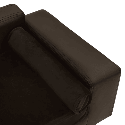 vidaXL Sofá para cães 81x43x31 cm pelúcia e couro artificial castanho