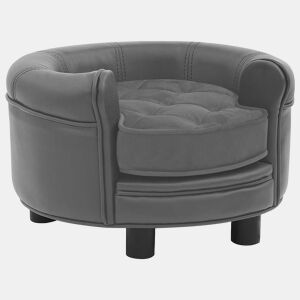 vidaXL Sofá para cães 48x48x32 cm pelúcia e couro artificial cinzento