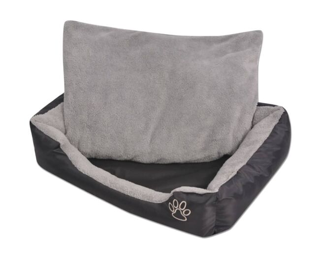 Vidaxl cama para perro con cojín acolchado talla s negra