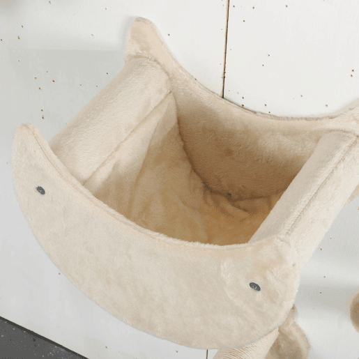 PawHut Conjunto de Prateleiras de Escalada para Gatos de 6 Peças Tema Céu Prateleiras para Gatos com Redes Plataformas Escadas Tábua de Arranhar Poste de Sisal e Estrelas de Brinquedo Bege