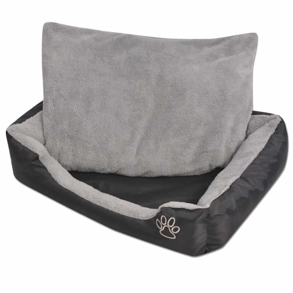 Vidaxl cama para perro con cojín acolchado talla l negra