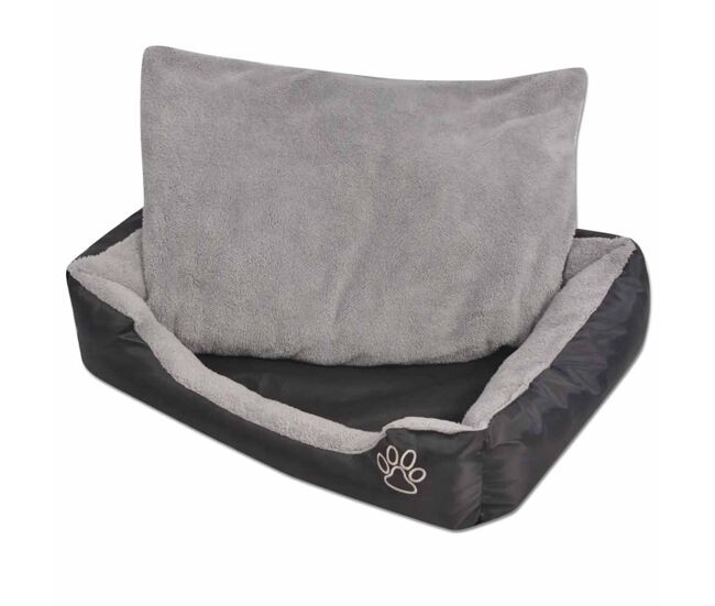 Vidaxl cama para perro con cojín acolchado talla l negra