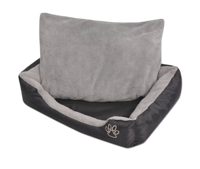 Vidaxl cama para perro con cojín acolchado talla m negra