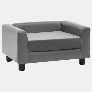 vidaXL Sofá para cães 60x43x30 cm pelúcia e couro artificial cinzento