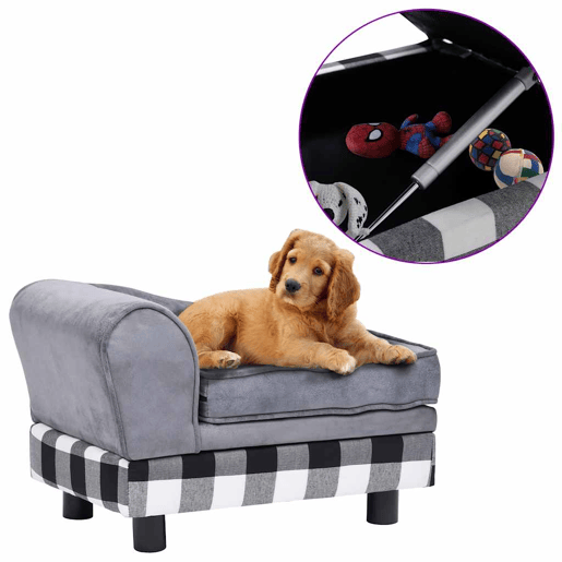 vidaXL Sofá para cães 57x34x36 cm pelúcia cinzento vidaXL Sofá para cães 57x34x36 cm pelúcia cinzento