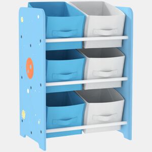 AIYPLAY Estante para Brinquedos com 6 Caixas de Tecido não Tecido Amovíveis Organizador de Brinquedos para Dormitório Escola Infantil 43x30x60 cm Azul