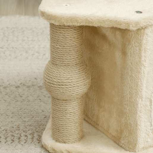 PawHut Arranhador para Gatos Altura 66 cm Arranhador para Gatos com Cama Caverna Plataforma Bola Suspensa e Poste de Juta 42x30x66 cm Marrom