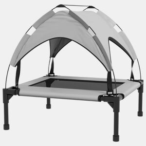 awHut Cama para Cães Elevada com Toldo Cama para Cães Médios com Estrutura de Aço e Bolsa de Transporte para Interior e Exterior 76x61x69,5 cm Cinzento Claro