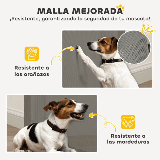 PawHut Barreira de Segurança para Cães Retrátil 0-136 cm Barreira para Cães Pequenos Extensível com Botão de Fecho Porta de Segurança para Corredores Escadas Interiores e Exteriores Cinzento