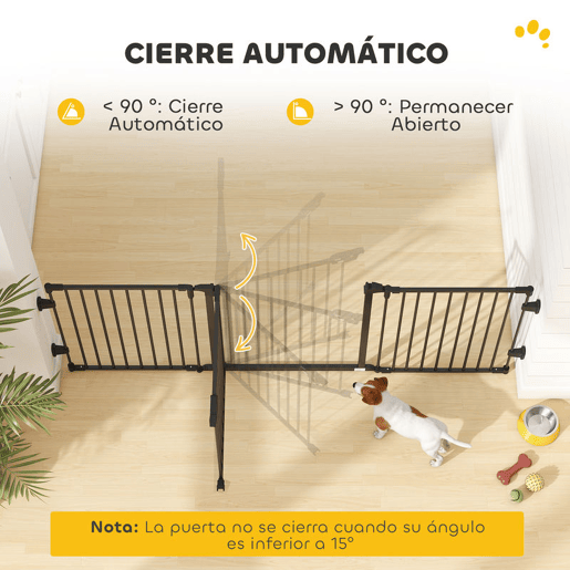PawHut Barreira de Segurança para Cães Barreira para Cães Dobrável Barreira de Proteção para Lareira 202,5 cm com Porta para Escada Corredor Preto