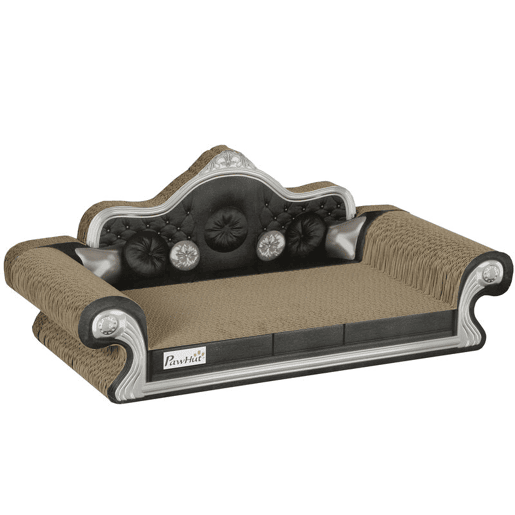 PawHut Sofá Arranhador para Gatos Arranhador para Gatos em Forma de Sofá com Erva para Gatos para Interior 56,5x24x26 cm Marrom
