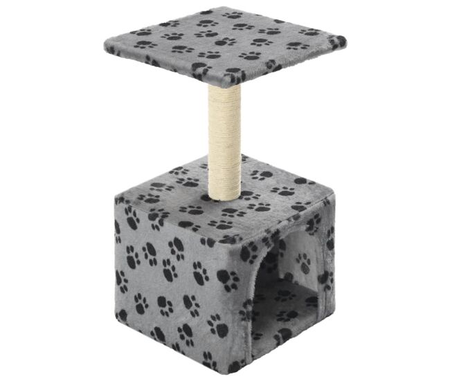 Vidaxl rascador para gatos con poste de sisal 55 cm huellas gris