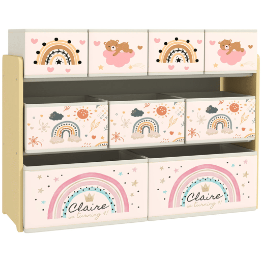 AIYAPLAY Organizador para Brinquedos para Crianças Organizador Infantil com 9 Cestas de Tecido não Tecido para Escola Infantil Sala de Jogos 93x30x70 cm Multicor